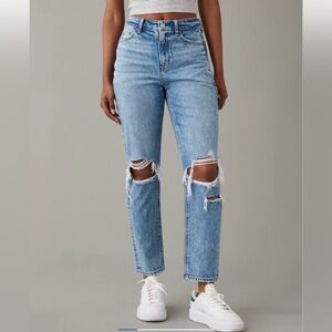 American Eagle Outfitters Light Blue Ripped High Rise Jeans